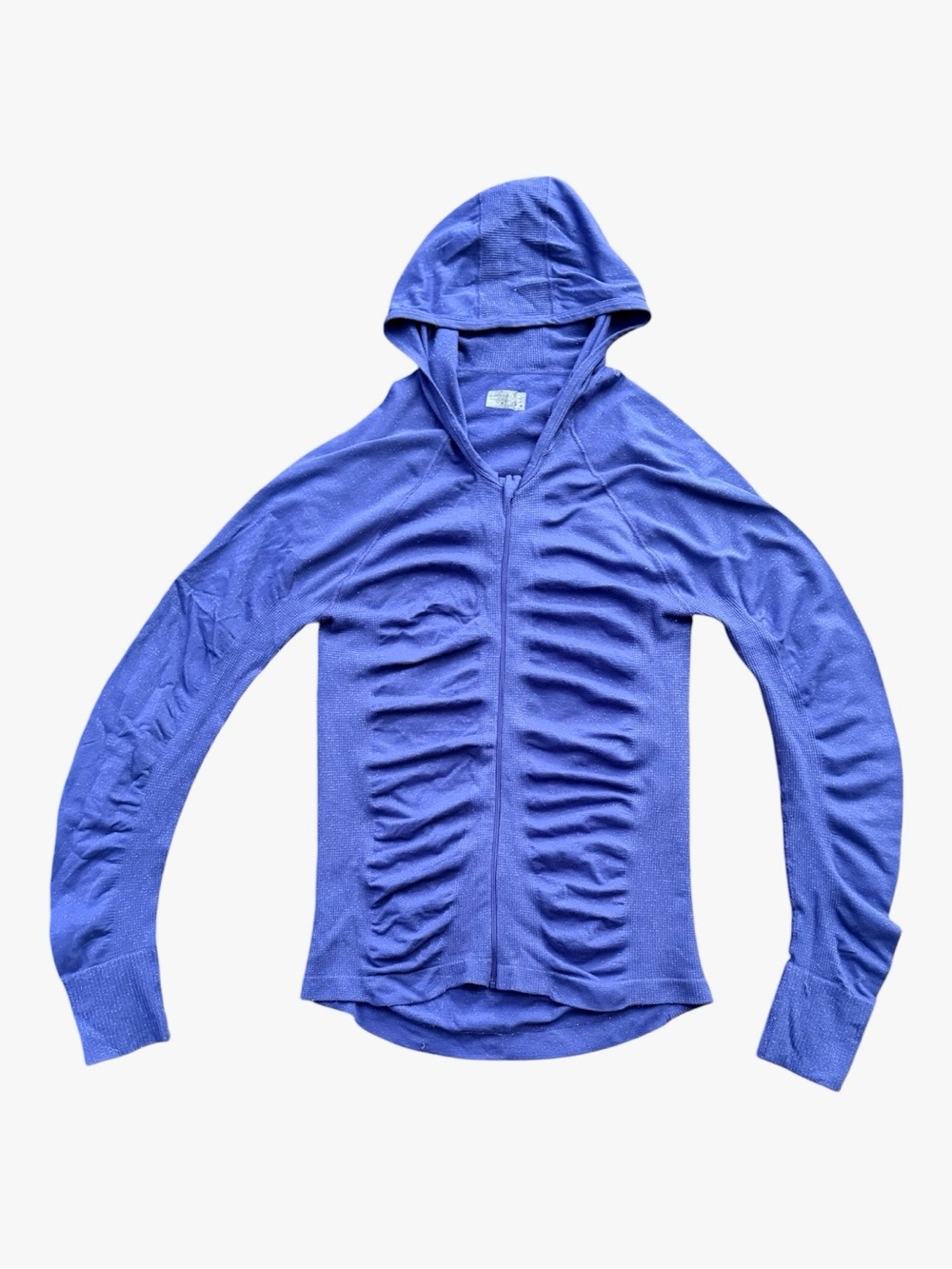 Athleta Seamless Shimmer Hoodie Blue Periwinkle Purple Ruched Full Zip Medium